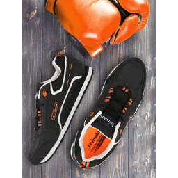 HIROLAS Men Black Synthetic Running Shoes