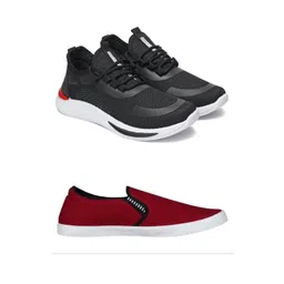 Free Kicks Men Maroon Mesh Marking Running Sports Shoes