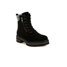 London Rag Women Round Toe Lace-Ups Blocked-Heeled Hiker Boots