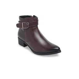 Teakwood Leathers Women Burgundy Leather Flat Boots