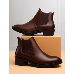 Bxxy Men Height Increasing High Heel Ankle-Length Formal Chelsea Boots