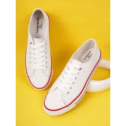 Hoversoul Women's Nova Low White & Red Line Sneakers