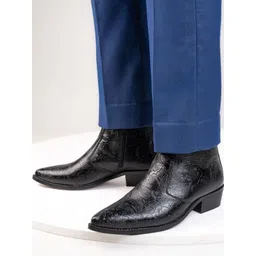 FRANKROMELLO Men Textured Pointed Toe Slip-On Regular Boots