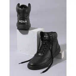 FCUK Men Mid-Top Perforated Detail Sneakers