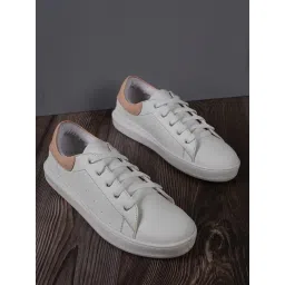 Carlton London Women's White & Peach Sneakers