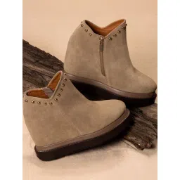 Saint G Women's Emily Beige Wedge Booties