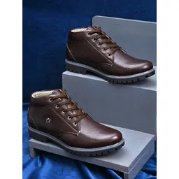 Sir Corbett Men Brown Solid Mid-Top Boots