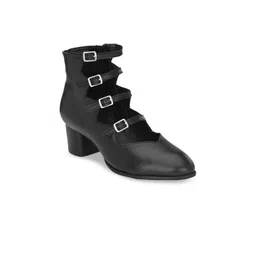 Delize Women Black Solid Mid-Top Heeled Boots
