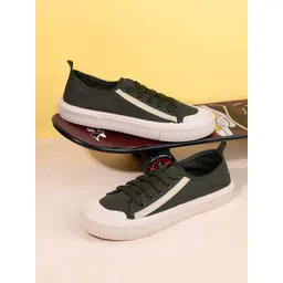 Styli Men Tape Detail Canvas Lace Up Sneakers