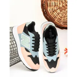 SHOZANIA Women Colourblocked Leather Lightweight Leather Lace-Ups Walking Shoes