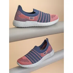 Paragon Women Woven Design Mesh Comfort Insole Contrast Sole Slip-On Sneakers