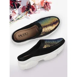 FAUSTO Women Embellished Round Toe Lightweight Mule Sneakers