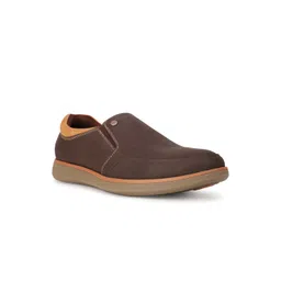 Bata Men Brown Solid PU Slip-On Sneakers
