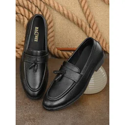 Mactree Men Black Perforations PU Slip-On Sneakers