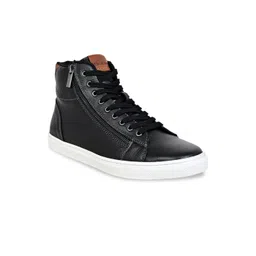 HX London Men Textured Lightweight Leather Mid-Top Sneakers