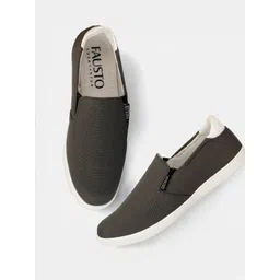 FAUSTO Men Grey Printed Slip-On Sneakers