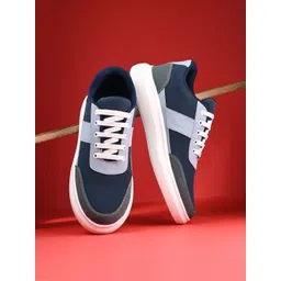 Roadster Men Navy Blue & Grey Colourblocked Lightweight Memory Foam Insole Sneakers
