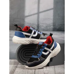 ID Men Colourblocked Round Toe Leather Lace-Ups Sneakers