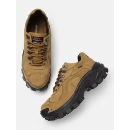 Woodland Men Camel Brown Leather Sneakers