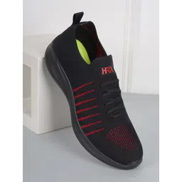 HRX by Hrithik Roshan Men Black & Red Striped Slip On Sneakers