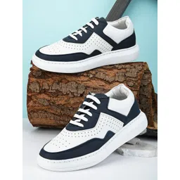 Roadster Men White &Black Perforations Comfort Insole Basics Sneakers