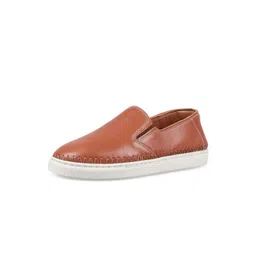 Hidesign Men Tan Leather Slip-On Sneakers