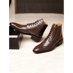 Bxxy Men Block-Heeled Height Increasing Brogue Boots