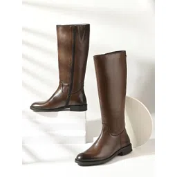 MIORAH Women Round Toe High-Top Cushioned Footbed Leather boots