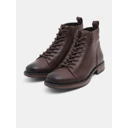 Jack & Jones Men Leather Mid-Top Block Boots
