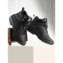 Leo's Fitness Shoes Men Mid Top Platform-Heel Hiking Boots