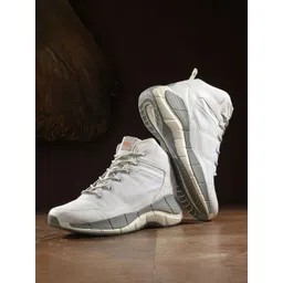 HRX by Hrithik Roshan Men White Mid-Top Lace-Up Basketball Shoes