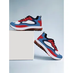 Campus Men White & Red Colourblocked PU Running Shoes