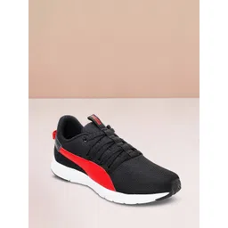 Puma Men Black & Red Woven Design Ealing Running Shoes