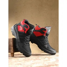 Leo's Fitness Shoes Men Mid Top Textured Platform Heel Biker Boots