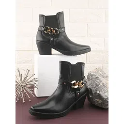 The Roadster Lifestyle Co Women Round Toe Mid-Top Block Heel Boots