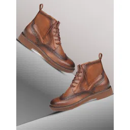 EZOK Men Lace Up Leather Regular Boots