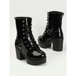 Killer Ankle Length Lace Up Heeled Boots