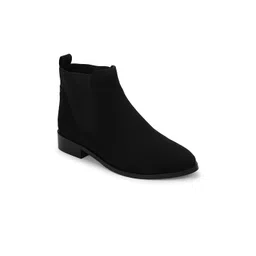 Truffle Collection Black Mid-Top Suede Block Heeled Boots