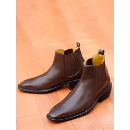Bxxy Men Height Increasing Formal Block-Heeled Chelsea Boots