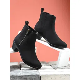 EL PASO Women Black Faux Leather Pro Guard Ankle Casual Boots