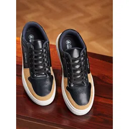 Duke Men Black Perforations PU Sneakers