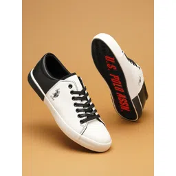 U.S. Polo Assn. Men White & Black Colourblocked Sneakers