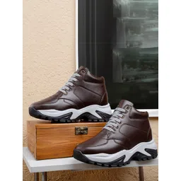 Bxxy Men High-Top Lace-Ups Elevator Sneakers