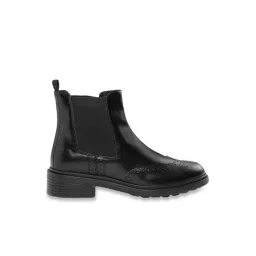 Geox Women's D Walk Pleasure Black Leather Chelsea Boots
