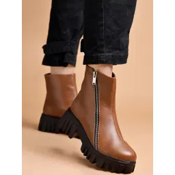 Shoetopia Women's Tan Casual Booties