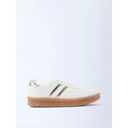 LUNA BLU by Westside White Striped Lace-Up Leather Sneakers