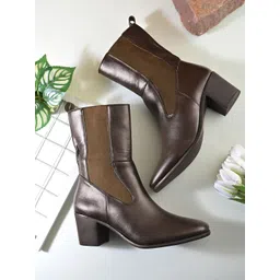 Fashion Victim Women Textured Round Toe Block Chelsea Boots