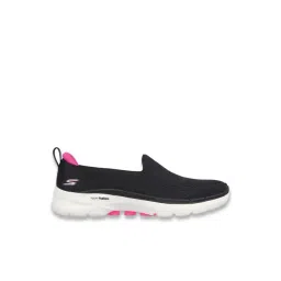 Skechers Womens GO WALK 6 OCEAN SPLASH Black Hot Pink Walking Shoes