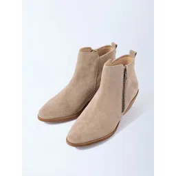 LUNA BLU by Westside Beige Suede Ankle Boots