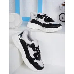 Carlton London Women's White & Black Sneakers
